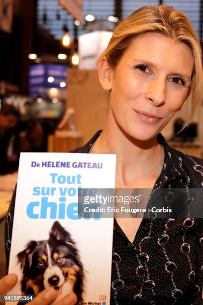 Helene Gateau poses during Paris Book Fair 2018 at Parc Des Expositions Porte de Versailles, France on .