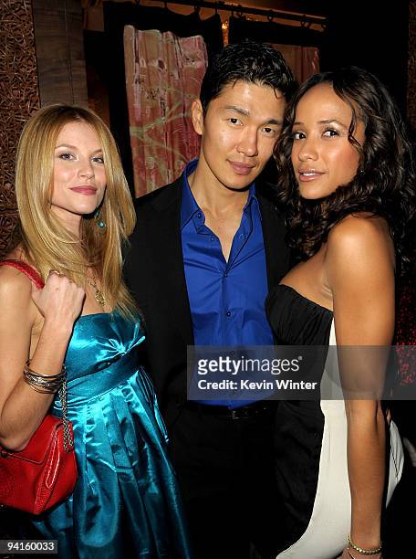 Actors Candice Accola , Rick Yune and Dania Ramirez attend the 2nd annual Golden Globes party saluting young Hollywood held at Nobu Los Angeles on...