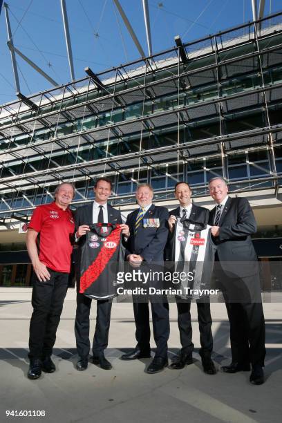 Kevin Sheedy, Essendon CEO, Xavier Campbell, RSL Victoria State President, Dr Robert Webster, Collingwood CEO Mark Anderson and Collingwood President...