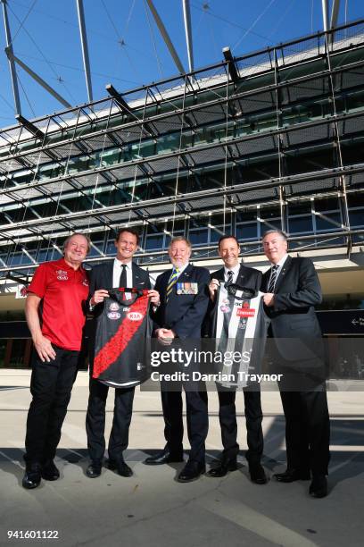 Kevin Sheedy, Essendon CEO, Xavier Campbell, RSL Victoria State President, Dr Robert Webster, Collingwood CEO Mark Anderson and Collingwood President...