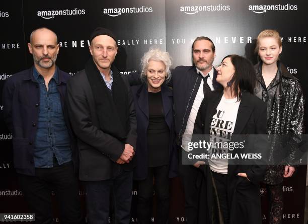 James Wilson, Jonathan Ames, Judith Roberts, Joaquin Phoenix, director Lynne Ramsay and Ekaterina Samsonov attend the New York special screening of...