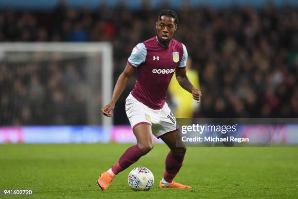 Joshua Onomah of Aston Villa in action during the Sky Bet Championship match between Aston Villa and Reading at Villa Park on April 3, 2018 in...