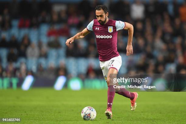 Ahmed Elmohamady of Aston Villa in action during the Sky Bet Championship match between Aston Villa and Reading at Villa Park on April 3, 2018 in...
