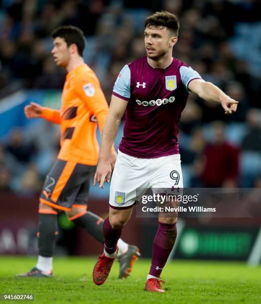 Scott Hogan of Aston Villa during the Sky Bet Championship match between Aston Villa and Reading at Villa Park on April 03, 2018 in Birmingham,...