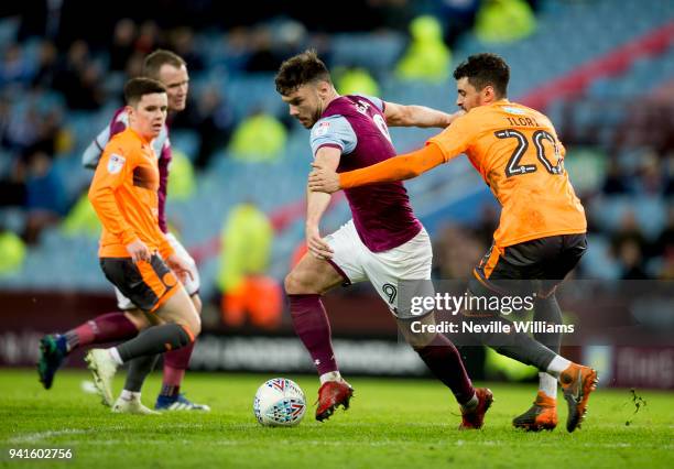 Scott Hogan of Aston Villa during the Sky Bet Championship match between Aston Villa and Reading at Villa Park on April 03, 2018 in Birmingham,...