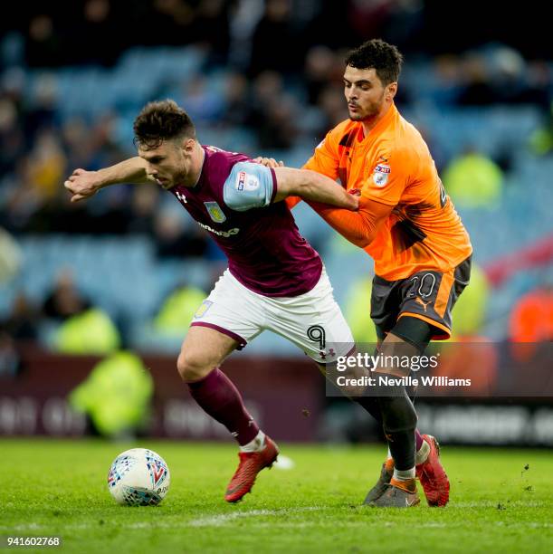 Scott Hogan of Aston Villa during the Sky Bet Championship match between Aston Villa and Reading at Villa Park on April 03, 2018 in Birmingham,...