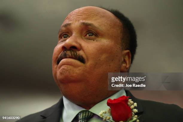 Martin Luther King III the son of Martin Luther King, Jr., attends the I AM 2018 "Mountaintop Speech" Commemoration at the Mason Temple Church of God...