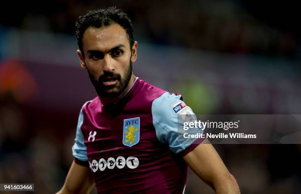 Ahmed Elmohamady of Aston Villa during the Sky Bet Championship match between Aston Villa and Reading at Villa Park on April 03, 2018 in Birmingham,...