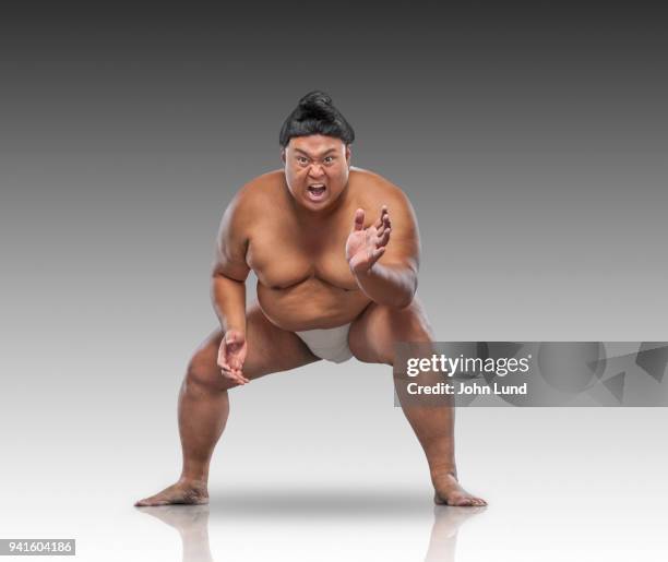 a sumo wrestler prepares to wrestle the viewer - hercule rôle dans le sport photos et images de collection
