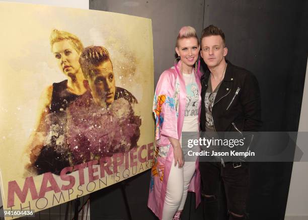 Shawna Thompson and Keifer Thompson of the band Thompson Square attend a listening event for their new album "Masterpiece" at The Steps at WME on...