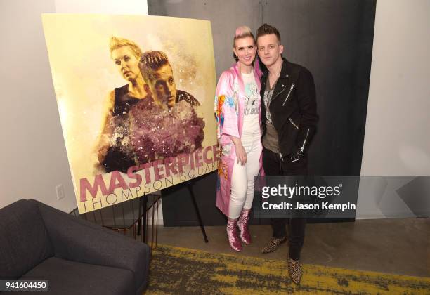 Shawna Thompson and Keifer Thompson of the band Thompson Square attend a listening event for their new album "Masterpiece" at The Steps at WME on...