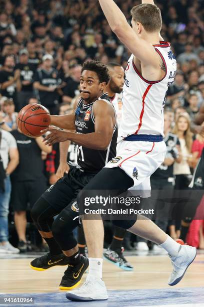 Casper Ware of Melbourne United runs with the ball during game five of the NBL Grand Final series between Melbourne United and the Adelaide 36ers at...