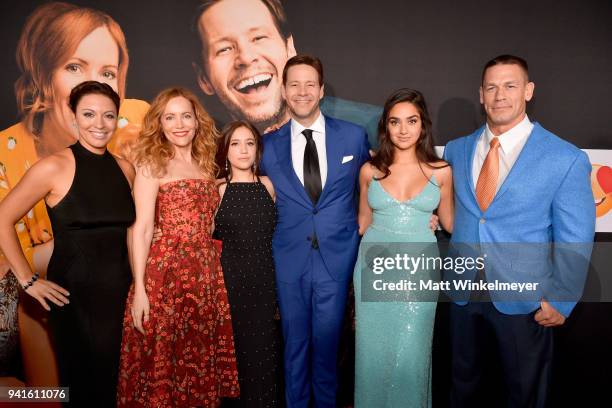 Kay Cannon, Leslie Mann, Gideon Adlon, Ike Barinholtz, Geraldine Viswanathan, and John Cena attend the premiere of Universal Pictures' "Blockers" at...