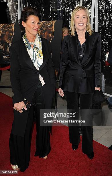 Actress Sharon Stone and guest Michela Goldschmied arrive at the premiere Of Fox Searchlight's "Crazy Heart" on December 8, 2009 at the Academy of...