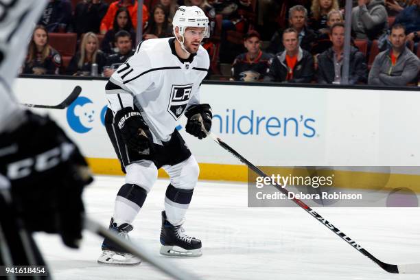Torrey Mitchell of the Los Angeles Kings skates during the game against the Anaheim Ducks on March 30, 2018 at Honda Center in Anaheim, California.