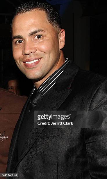 New York Mets Centerfielder Carlos Beltran attends Timbaland's "Shock Value II" album release party at Hudson Terrace on December 8, 2009 in New York...