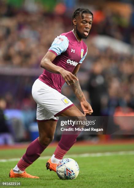 Joshua Onomah of Aston Villa in action during the Sky Bet Championship match between Aston Villa and Reading at Villa Park on April 3, 2018 in...