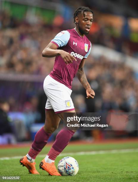 Joshua Onomah of Aston Villa in action during the Sky Bet Championship match between Aston Villa and Reading at Villa Park on April 3, 2018 in...