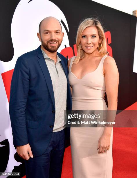 Paul Scheer and June Diane Raphael attend the premiere of Universal Pictures' "Blockers" at Regency Village Theatre on April 3, 2018 in Westwood,...