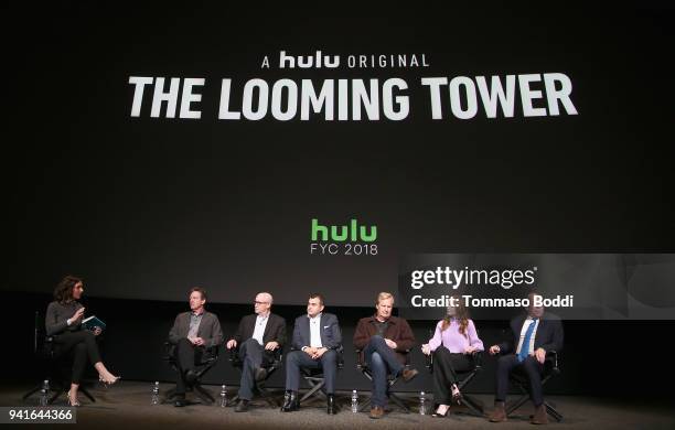 Moderator Nicole Sperling, executive producers Lawrence Wright, Alex Gibney, Ali Soufan, actors Jeff Daniels, Wrenn Schmidt and Bill Camp speak...