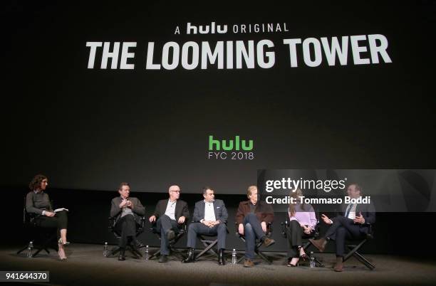 Moderator Nicole Sperling, executive producers Lawrence Wright, Alex Gibney, Ali Soufan, actors Jeff Daniels, Wrenn Schmidt and Bill Camp speak...