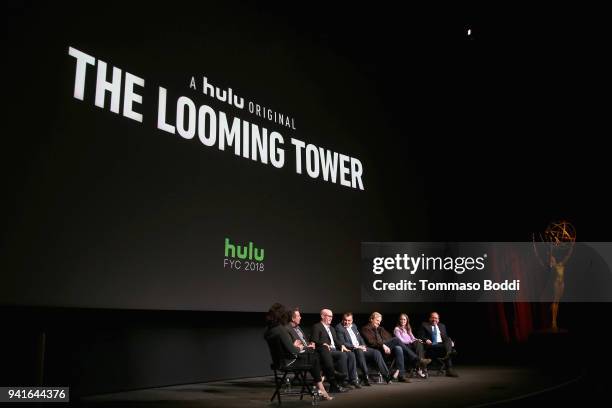 Moderator Nicole Sperling, executive producers Lawrence Wright, Alex Gibney, Ali Soufan, actors Jeff Daniels, Wrenn Schmidt and Bill Camp speak...