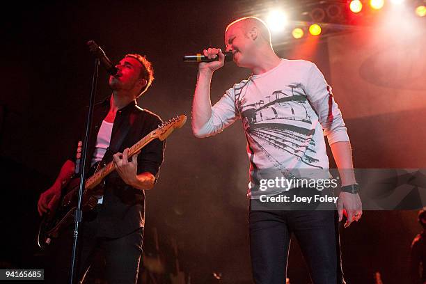 Joe King and Isaac Slade of The Fray perform live in concert at the Lifestyle Communities Pavilion on December 8, 2009 in Columbus, Ohio.