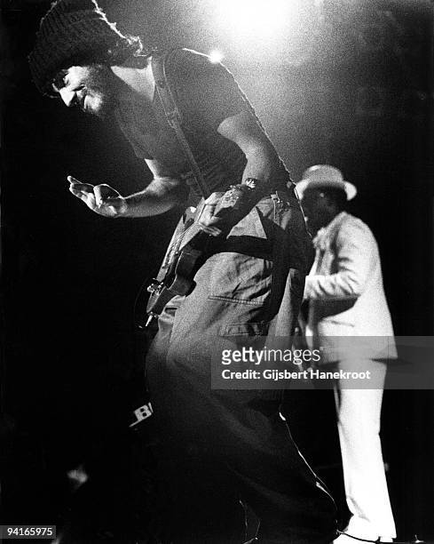 Bruce Springsteen performs live on stage with Clarence Clemons at RAI Congres Hall in Amsterdam, Holland on November 23 1975 during his Born To Run...