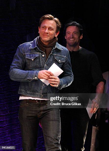 Daniel Craig and Hugh Jackman accept their top fundraising award for raising 1.5 million dollars setting a record at The 2009 Broadway Cares/Equity...