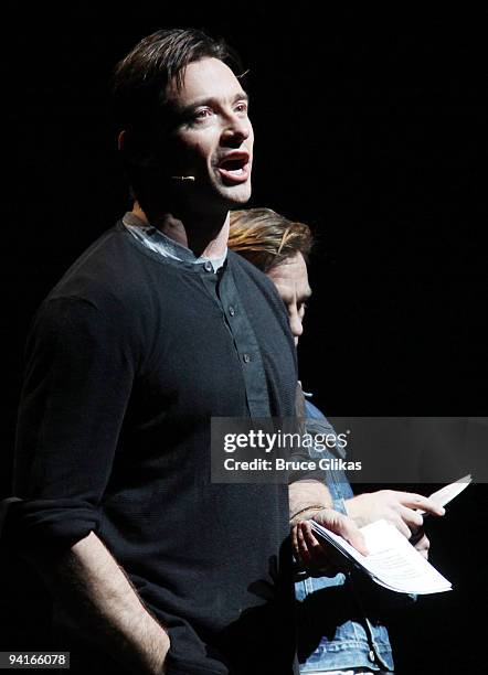 Hugh Jackman presents an award at The 2009 Broadway Cares/Equity Fights AIDS Gypsy Of The Year Competition at The Palace Theater on December 8, 2009...