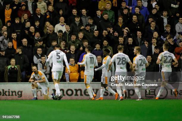 David Meyler of Hull City celebrates scoring from the penalty spot during the Sky Bet Championship match between Wolverhampton Wanderers and Hull...