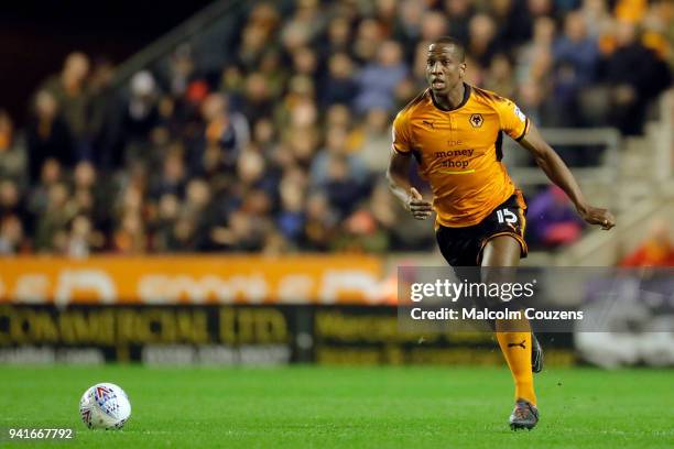 Willy Boly of Wolverhampton Wanderers during the Sky Bet Championship match between Wolverhampton Wanderers and Hull City at Molineux on April 3,...