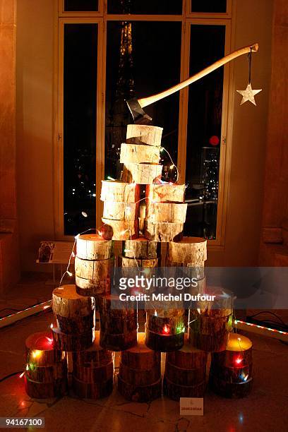 Louis Marie de Castelbajac tree at the Designers Christmas Trees Charity Auction For Carla Bruni Foundation on December 8, 2009 in Paris, France.