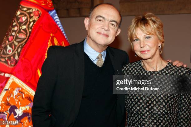 Christian Lactoix and Marie Christine Marek attend the Designers Christmas Trees Charity Auction For Carla Bruni Foundation on December 8, 2009 in...