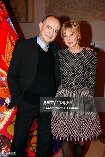 Christian Lactoix and Marie Christine Marek attend the Designers Christmas Trees Charity Auction For Carla Bruni Foundation on December 8, 2009 in...