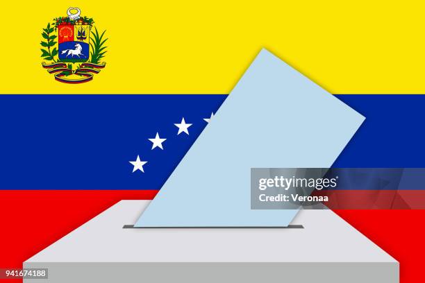 ballot box with national flag on background- venezuela - venezuelan culture stock illustrations