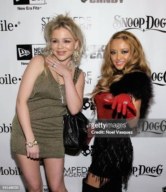 Tila Tequila and Casey Johnson attend the Famous Stars and Straps 10th Anniversary and Snoop Dogg's 10th album release "Malice N Wonderland" party at...