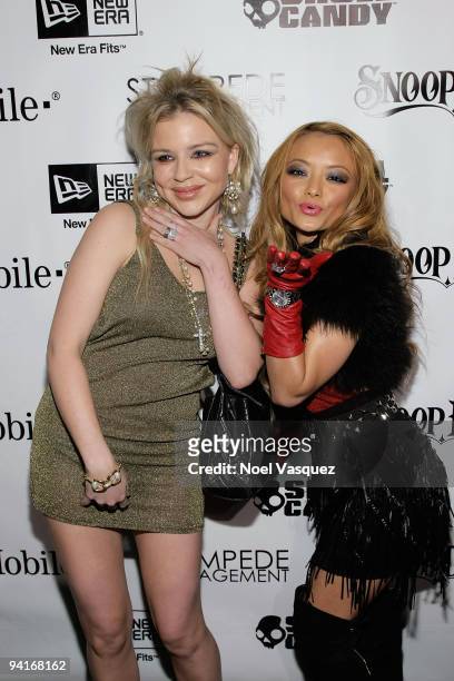 Tila Tequila and Casey Johnson attend the Famous Stars and Straps 10th Anniversary and Snoop Dogg's 10th album release "Malice N Wonderland" party at...