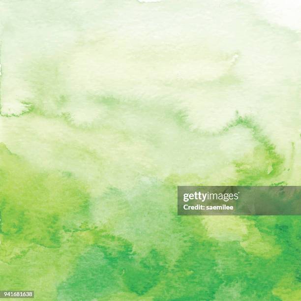 ilustrações, clipart, desenhos animados e ícones de pano de fundo aquarela verde ombre - watercolor paints