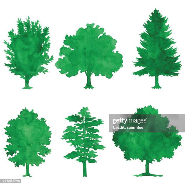 水彩の緑の木々 - trees点のイラスト素材／クリップアート素材／マンガ素材／アイコン素材