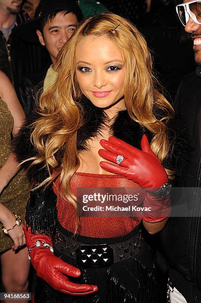 Personality Tila Tequila shows off her ring at the Famous Stars and Straps 10th Anniversary and Snoop Dogg 10th Album Release at Vanguard on December...