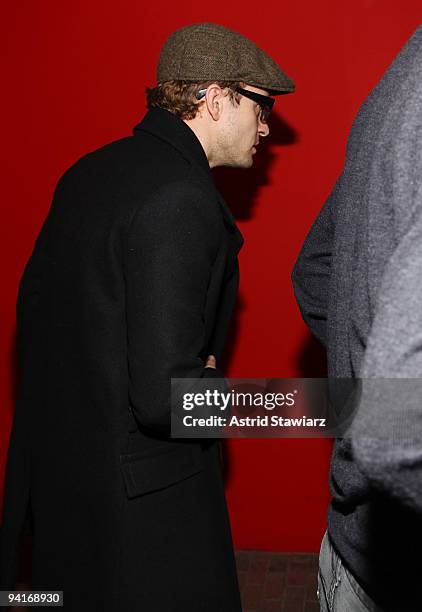 Justin Timberlake attends Timbaland's "Shock Value II" album release party at Hudson Terrace on December 8, 2009 in New York City.