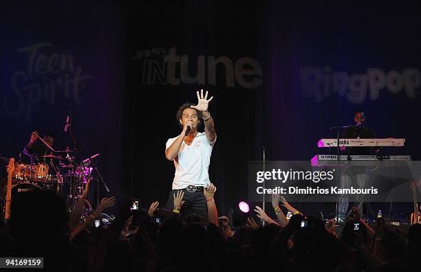 Corbin Bleu performs during the J-14 Magazine In-Tune Concert at the Hard Rock Cafe - Times Square on July 20, 2009 in New York City.