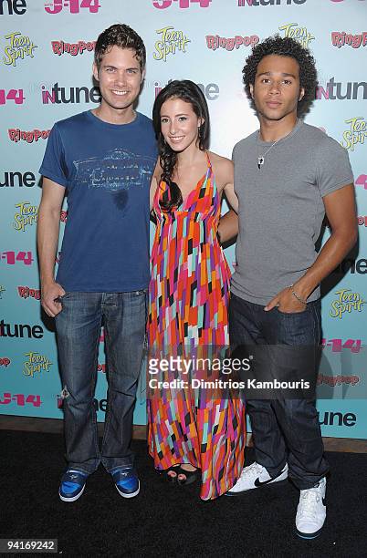Drew Seeley, Tiffany Giardina and Corbin Bleu attend the J-14 Magazine In-Tune Concert at the Hard Rock Cafe - Times Square on July 20, 2009 in New...