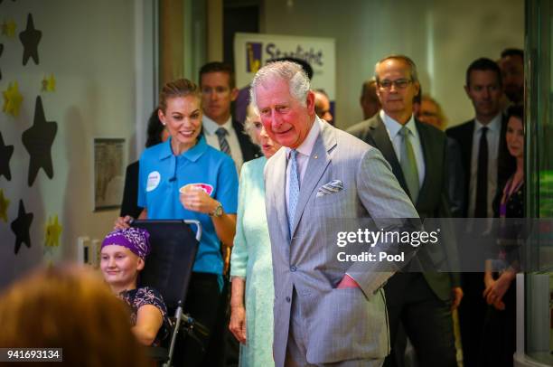 Prince Charles, Prince of Wales and Camilla, Duchess of Cornwall during an official visit to the Lady Cilento Children's Hospital on April 4...