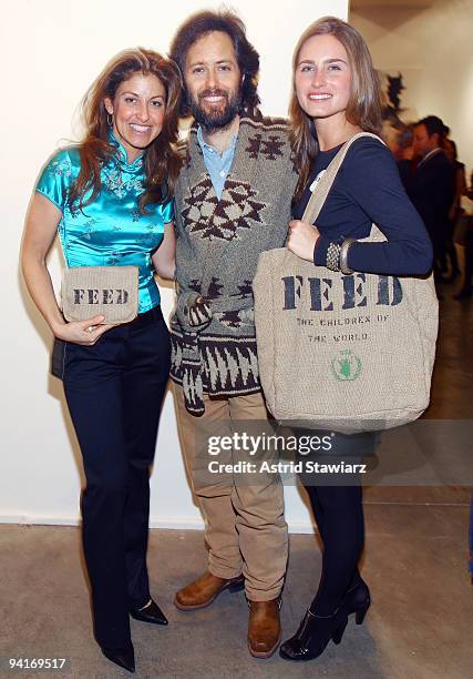 Dylan Lauren, David Lauren and Lauren Bush attend the FEED-Raiser & Market at the Chelsea Art Museum on December 8, 2009 in New York City.