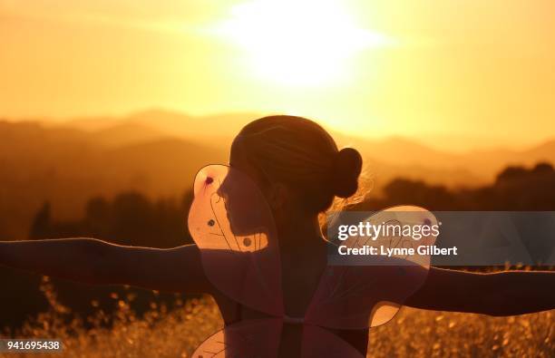 young girl does ballet on a hill in southern california in pink tutu - ot ストックフォトと画像