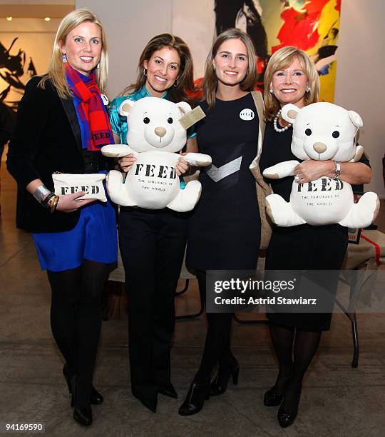 Ellen Gustafson, Dylan Lauren, Lauren Bush and Sharon Bush attend the FEED-Raiser & Market at the Chelsea Art Museum on December 8, 2009 in New York...