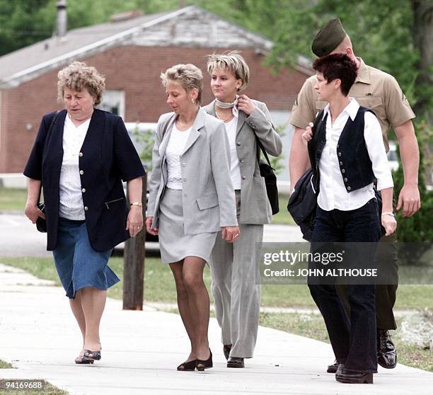 Emmie Aurich , Barbel Blumfeld , Sindy Renkewitz and Rita Wunderlich family members of German victims from the Aviano Italy EA-6B Prowler tragedy of...