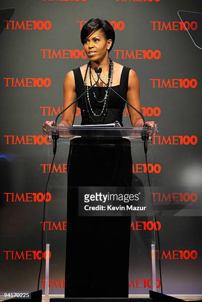 First Lady Michelle Obama attends the Time's 100 Most Influential People in the World Gala at Rose Hall - Jazz at Lincoln Center on May 5, 2009 in...